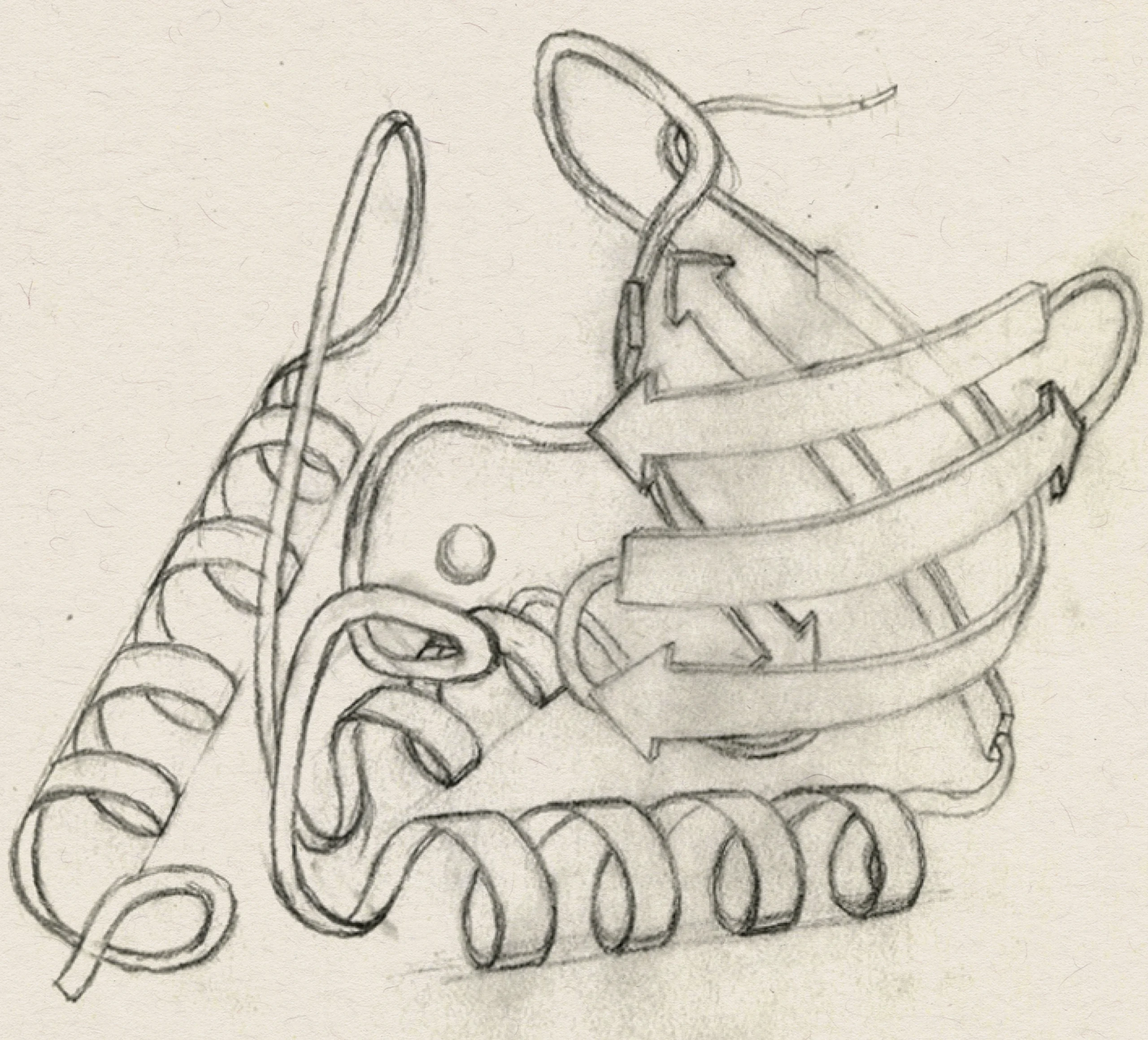 A sketch of a protein is smudged with graphite and sketched lines.